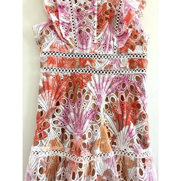 Dalia MacPhee lance Orange pink Hollow short sleeve  luxury Maxi midi Dress  L - Picture 14 of 15